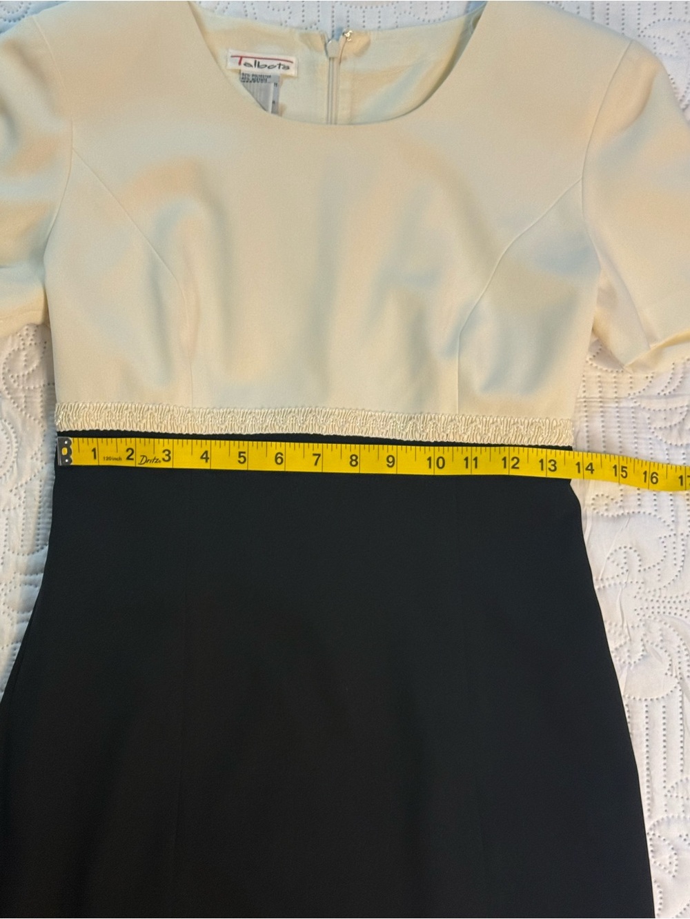 Vintage Talbots Black Ivory Colorblock Formal Maxi Column Dress Size 4 - Picture 11 of 17